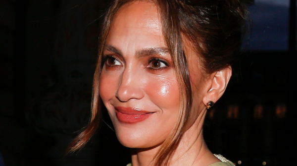 Jennifer Lopez in a sleeveless dress